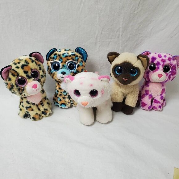 Ty Other - Lot of 6 Ty Beanie Boos Plush Cats & Leopards – Jaden, Livvie, Cobalt, Tabor, Gl